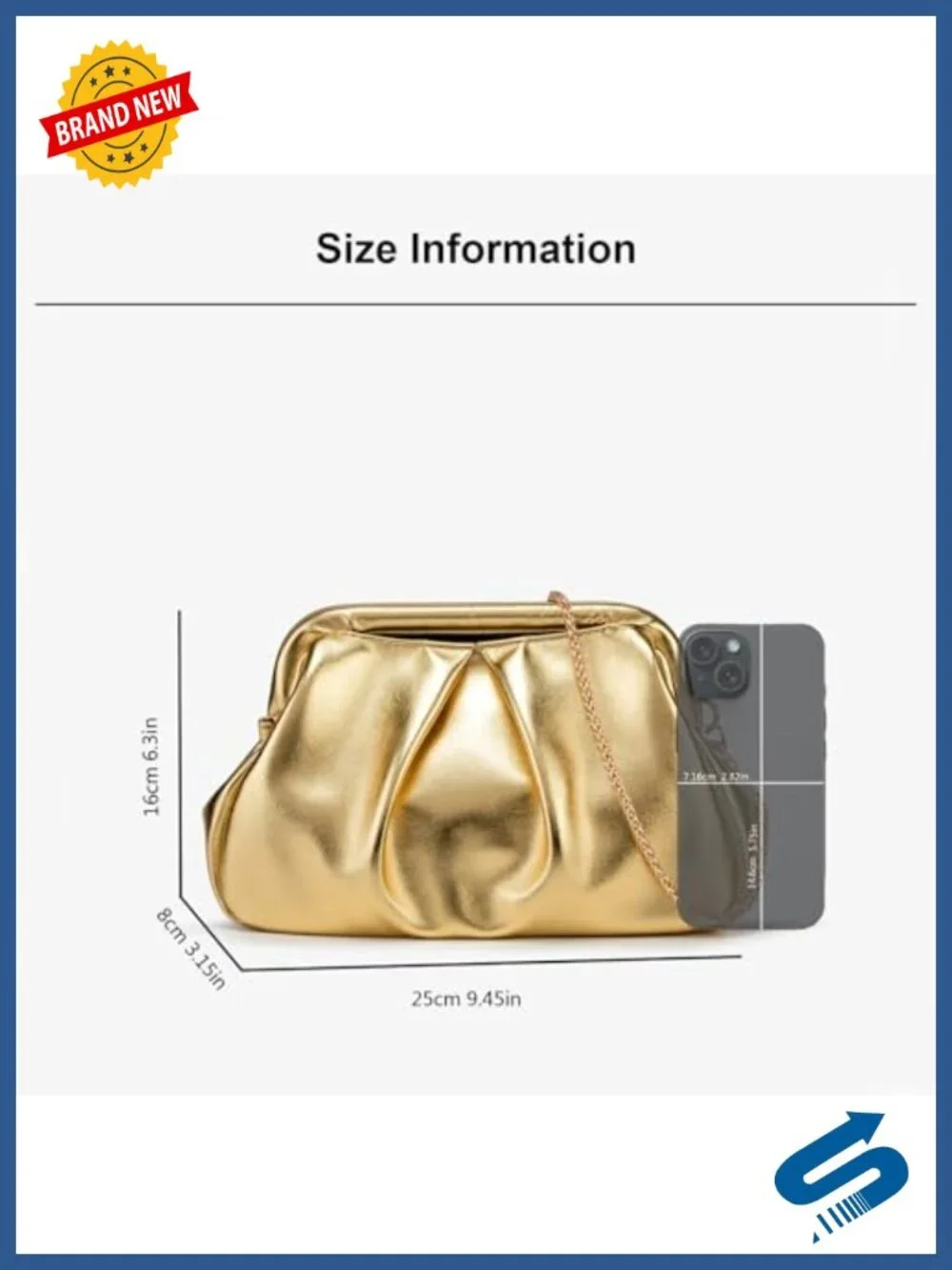 PU Leather Small Clutch Crossbody Evening Bag Chain Strap